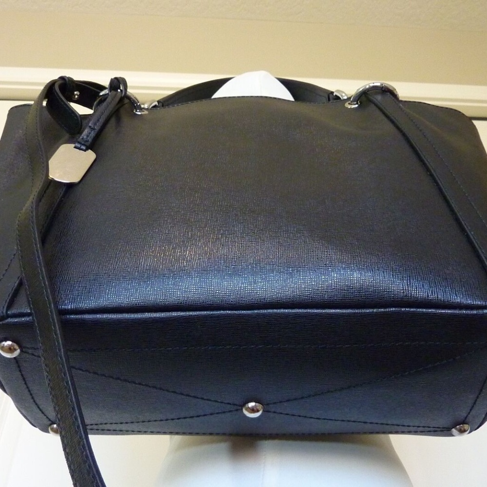 NEW FURLA Zaffiro Black Saffiano Leather Convertible Tote Bag - AUTHENTIC FURLA - Picture 11 of 16